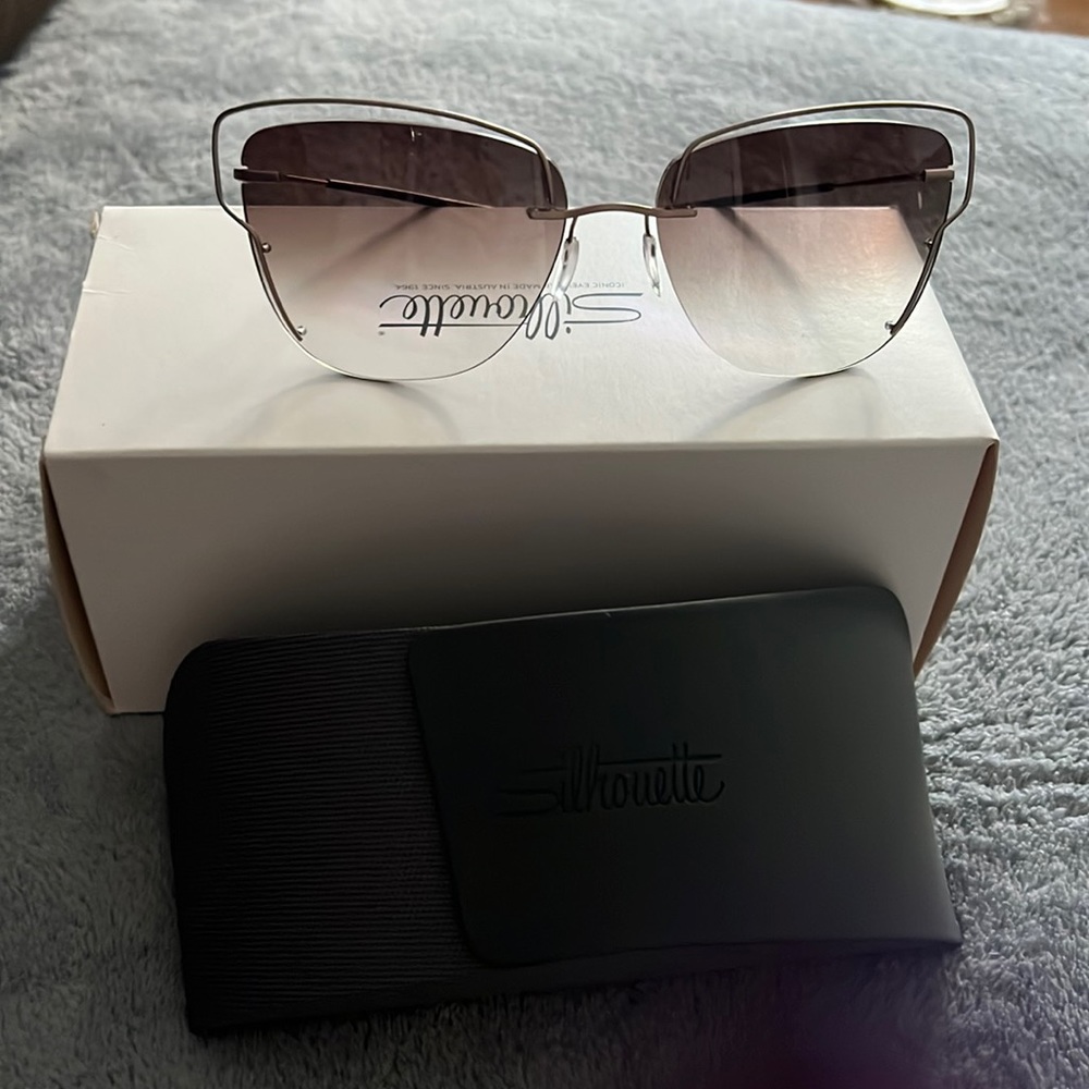 - SILHOUETTE 8162 Half Rim Tinted Sunglasses 8540 Gold Rim.